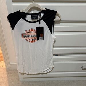 Harley-Davidson Women's Black and White Muscle Tee